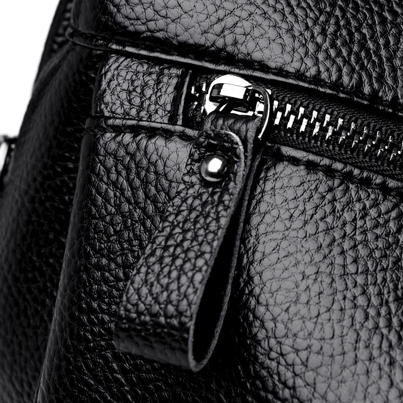Soft Leather Ladies Messenger Bag Female Boston Zippers Handbag Purse