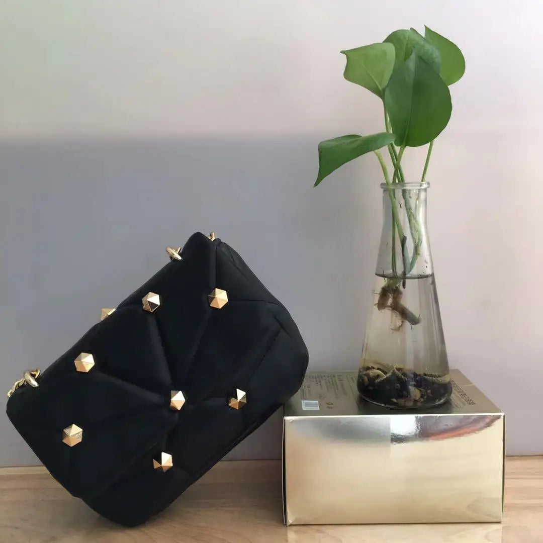Soft Leather Riveted Chain Crossbody Bags European American Shoulder Bag