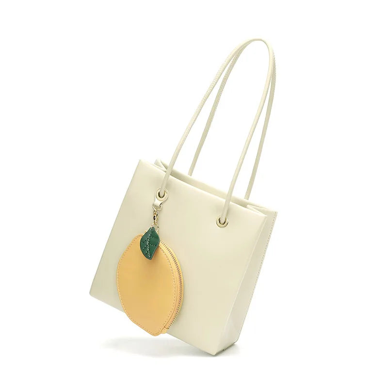 Soft Leather Satchels Lemon Shape Purses and Handbags