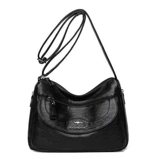 Soft Leather Shoulder Crossbody Bags For Women Solid Large Capacity Messenger