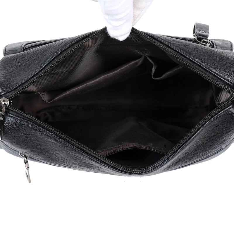 Soft Leather Shoulder Crossbody Bags For Women Solid Large Capacity Messenger
