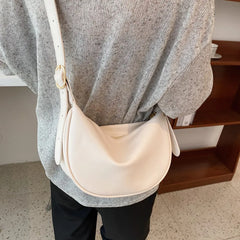 Soft Leather Shoulder Hobo Bag Solid Messenger Bag Women Handbag