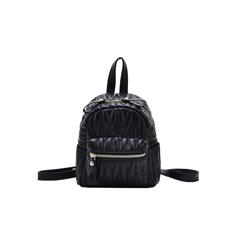 Soft Leather Small Bag Female Rhombus Backpack Student Small Backpack For Women
