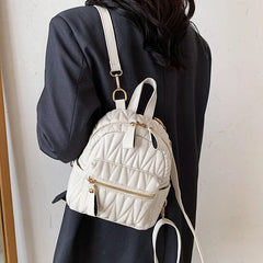 Soft Leather Small Bag Female Rhombus Backpack Student Small Backpack For Women