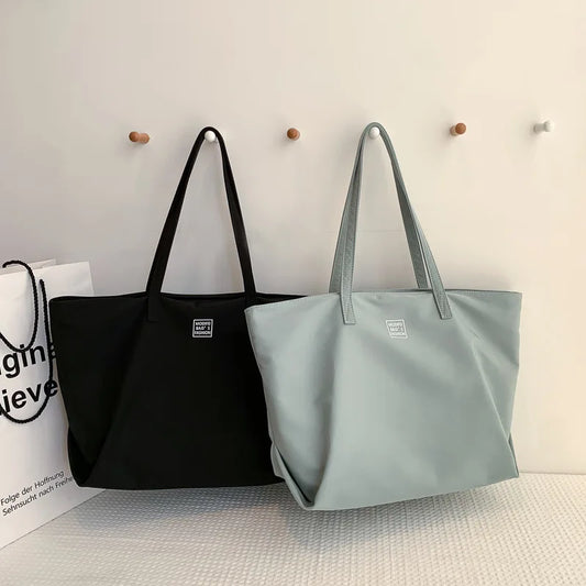 Large Capacity Nylon Shopping Bag Zipper Women Handbags