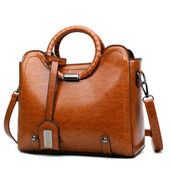 Soft Oil Wax PU Leather Handbag Women Messenger Bag Casual Tote Capacity