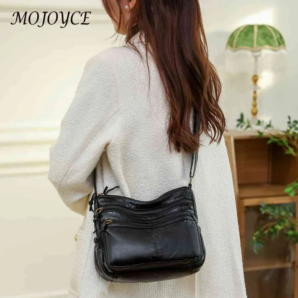 Vintage Crossbody Bag with Multiple Pockets and Top Handle