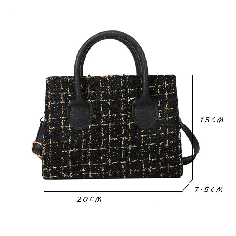 Plaid Crossbody Shoulder Bag Small Square Tote