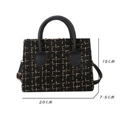 Plaid Crossbody Shoulder Bag Small Square Tote