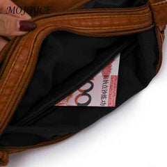 PU Leather Messenger Bag Multi-pocket Women Top Handle Satchel