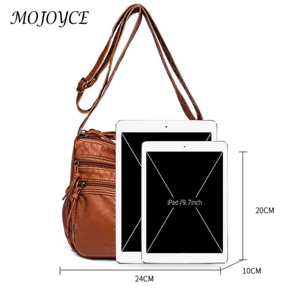 PU Leather Messenger Bag Multi-pocket Women Top Handle Satchel