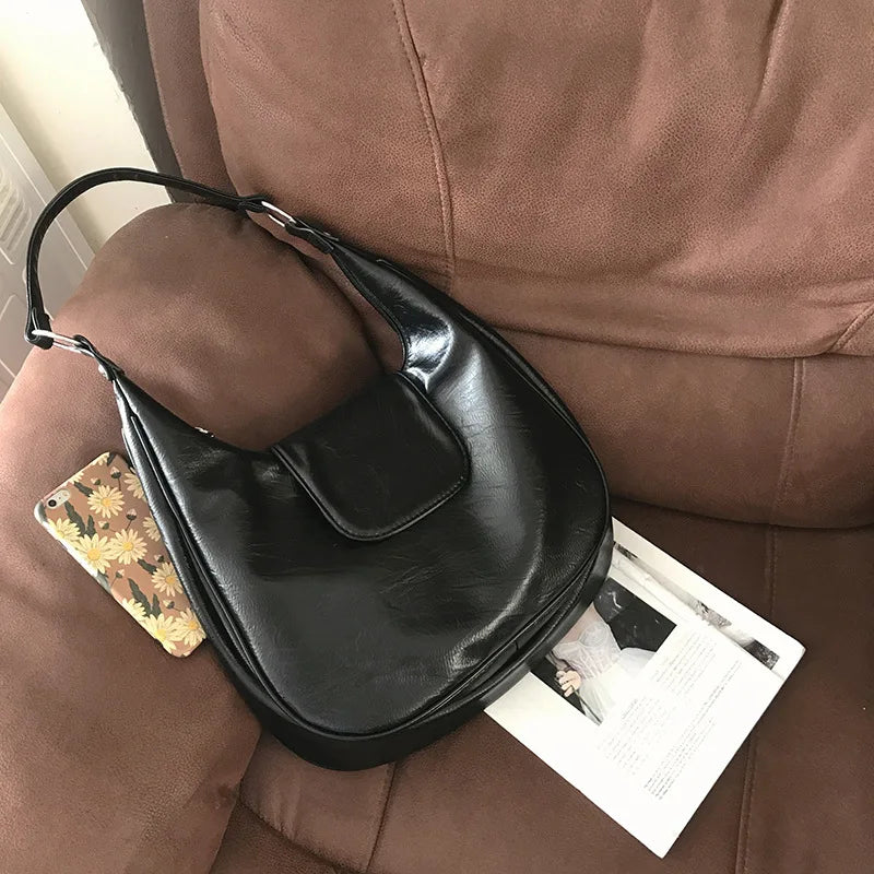 Soft PU Leather Shoulder Bag for Women Large Capacity Handbag