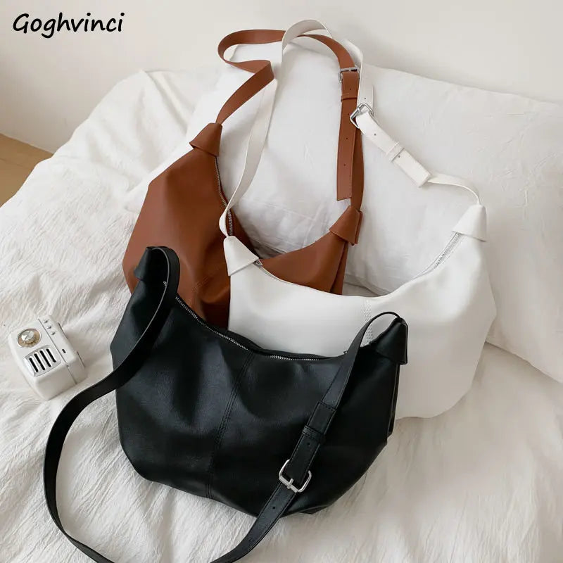 PU Leather Shoulder Bag Women Crossbody Large Capacity Handbag Zipper Hobos