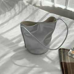 Vintage Small PU Leather Bucket Bag for Women