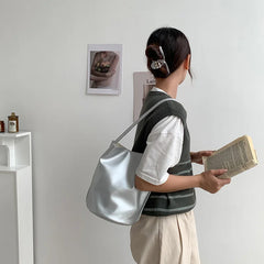 Vintage Small PU Leather Bucket Bag for Women