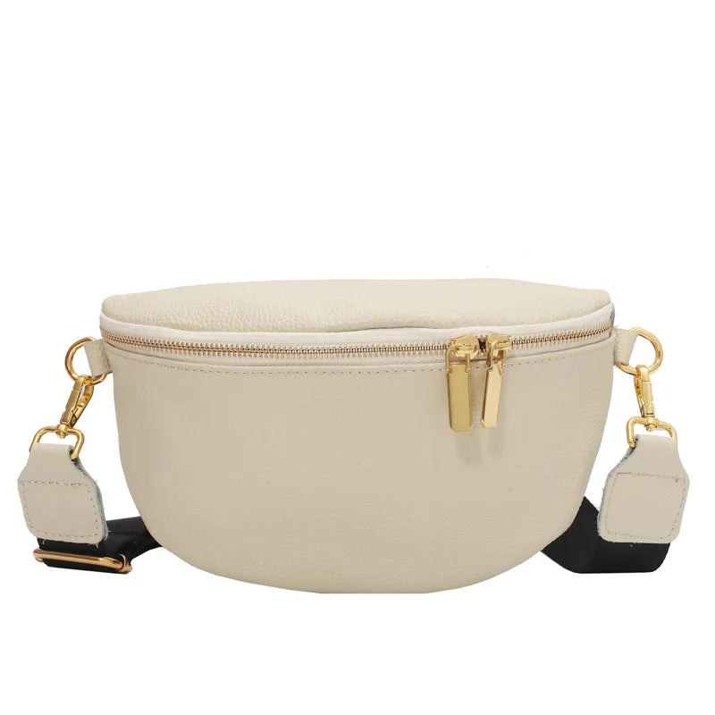 Women's Soft PU Leather Waist Pack Fanny Pack Solid Colour Ladies Waist Bag