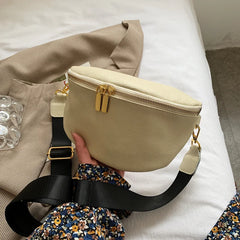 Women's Soft PU Leather Waist Pack Fanny Pack Solid Colour Ladies Waist Bag
