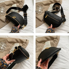 Women's Soft PU Leather Waist Pack Fanny Pack Solid Colour Ladies Waist Bag
