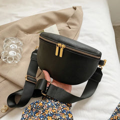 Women's Soft PU Leather Waist Pack Fanny Pack Solid Colour Ladies Waist Bag