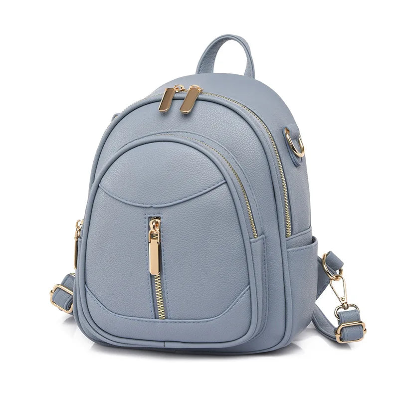 Soft PU Leather Women Backpack Large Capacity Multifunction Female Shoulder Bag