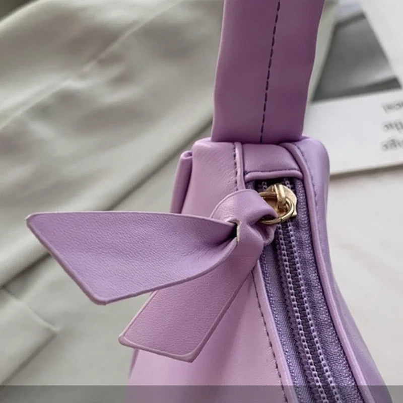 Purple PU Leather Underarm Bag for Women