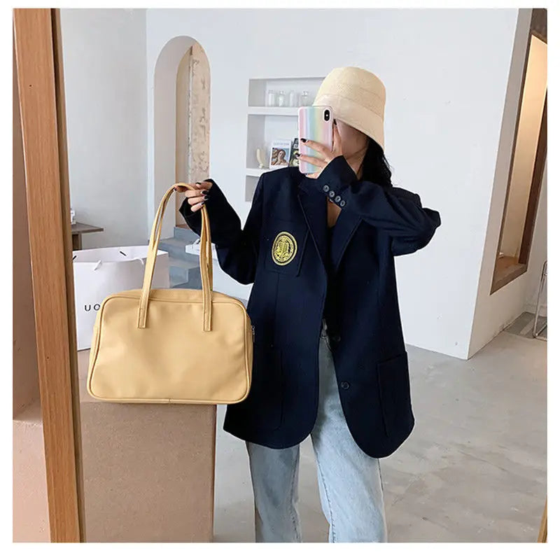 Soft PU Leather Shoulder Bags Large Capacity Shopping Bag for Women