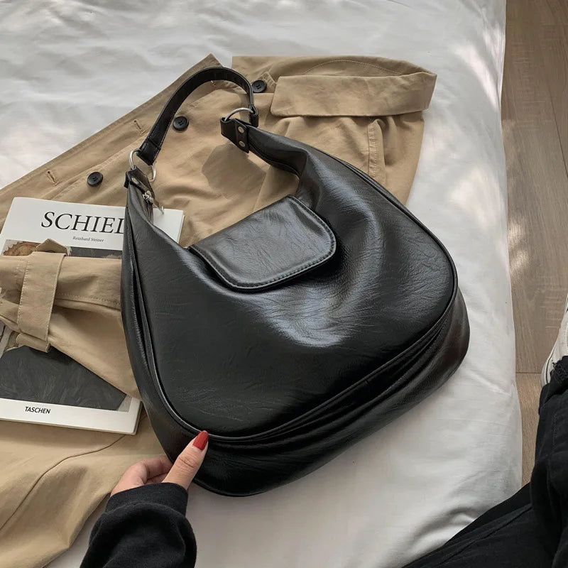 Soft PU Leather Women Shoulder Hobo Bags Large Capacity Crossbody Bags