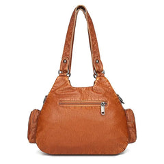 Soft PU Leather Stitching Shoulder Bag European Retro Bag Famous Handbag
