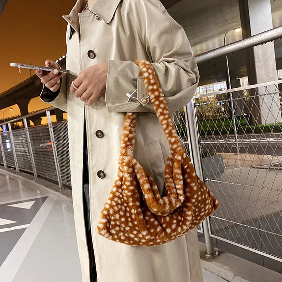 Soft Plush Bag Women Autumn/Winter Ladies One-Shoulder Messenger Bag