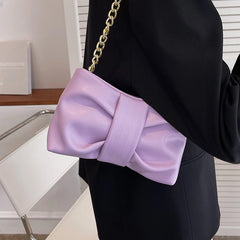 Soft Pu Leather Bow Chain Shoulder Bag Elegant Crossbody Bags For Travel