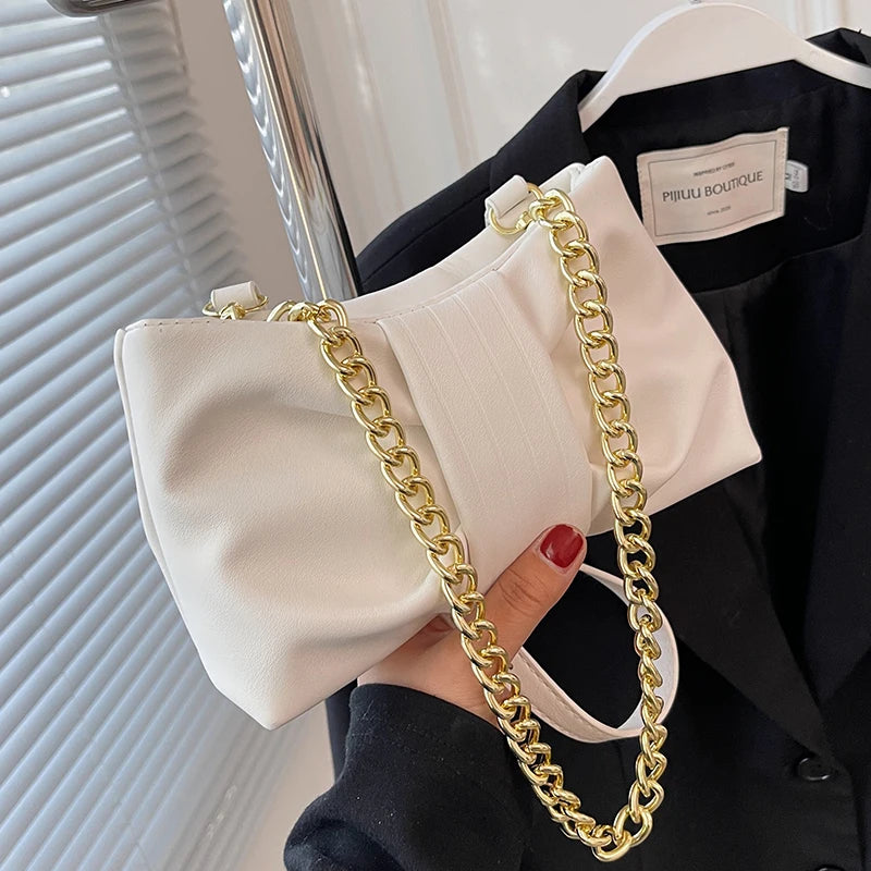 Soft Pu Leather Bow Chain Shoulder Bag Elegant Crossbody Bags For Travel