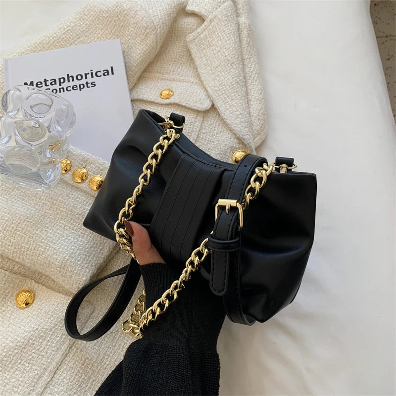 Soft Pu Leather Bow Chain Shoulder Bag Elegant Crossbody Bags For Travel