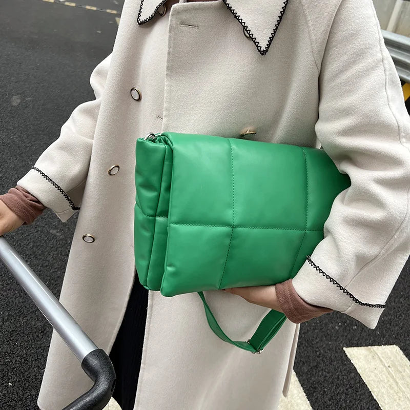 Soft PU Leather Women Shoulder Bags Big Space Solid Ladies Messenger Bag