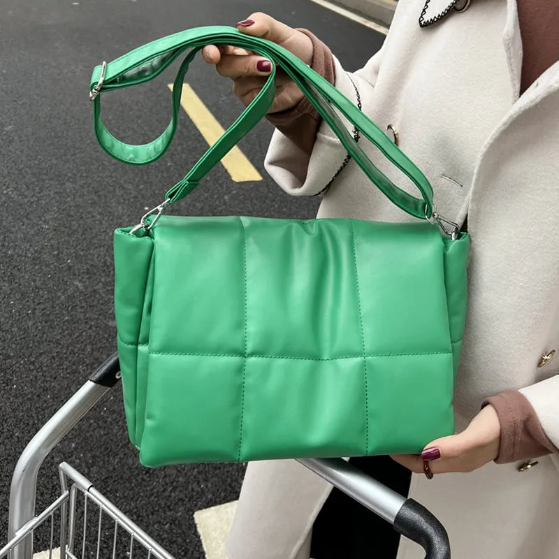 Soft PU Leather Women Shoulder Bags Big Space Solid Ladies Messenger Bag