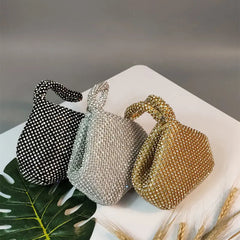 Rhinestones Hobos Handbag Small Evening Bags Clutch Zipper Pocket Purse