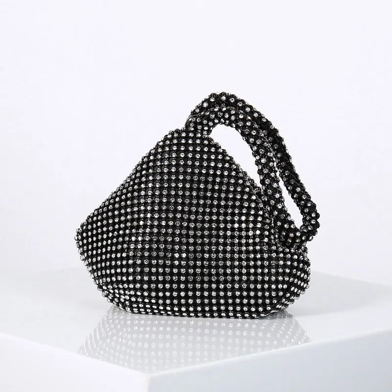 Rhinestones Hobos Handbag Small Evening Bags Clutch Zipper Pocket Purse