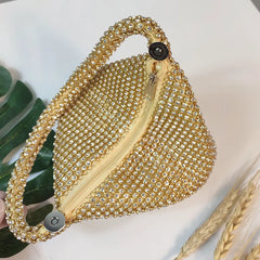 Rhinestones Hobos Handbag Small Evening Bags Clutch Zipper Pocket Purse