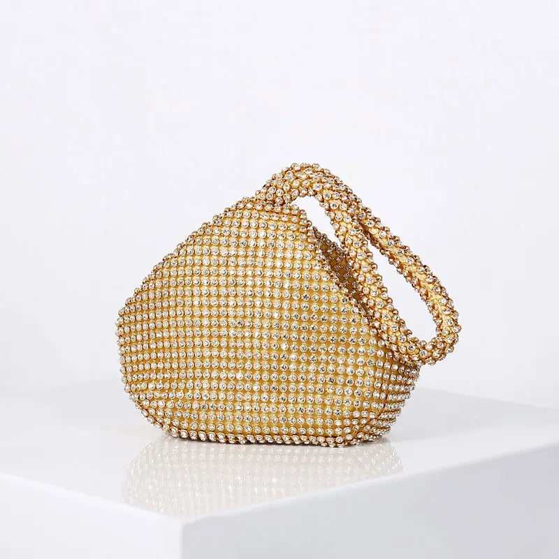 Rhinestones Hobos Handbag Small Evening Bags Clutch Zipper Pocket Purse