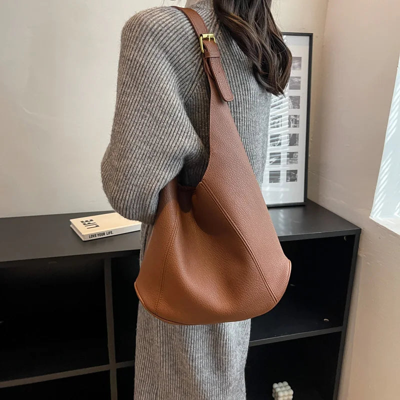 Vintage PU Leather Shoulder Bag for Women Hobo Handbag