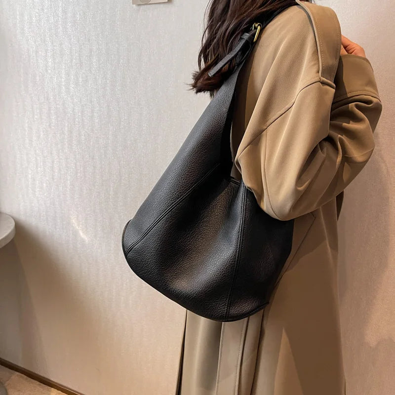 Vintage PU Leather Shoulder Bag for Women Hobo Handbag