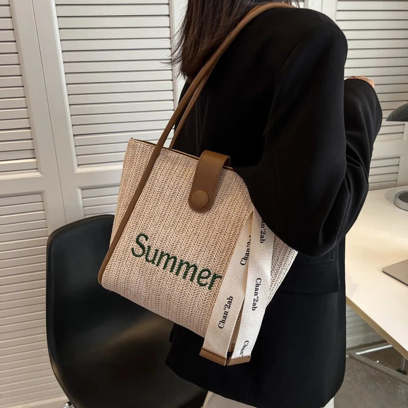 Straw Woven Large-capacity One-shoulder Tote Bag