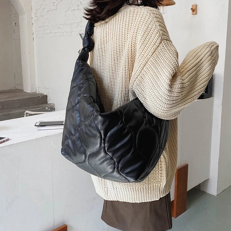 Warm PU Leather Crossbody Bag Winter Women Handbag Shoulder Bag
