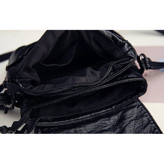 Soft Wash PU Leather Shoulder Bag for Women Rivet Handbag Crossbody Purse