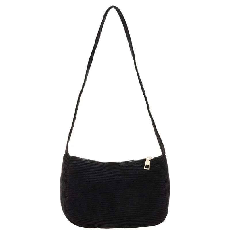 Soft Winter Fluffy Shopper Bag Women's Bag Corduroy Solid Shoulder Underarm Bags