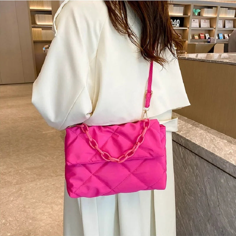 Women's Rhombus Shoulder Tote Bag Large Capacity Handbag