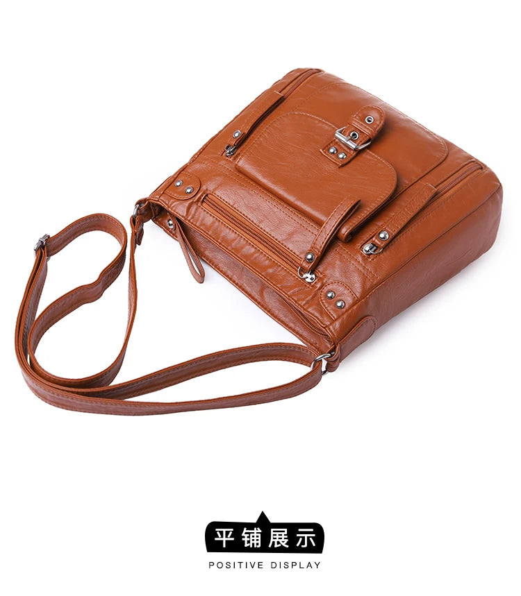 Soft Leather Women Messenger Bag Big Capacity Crossbody Bag