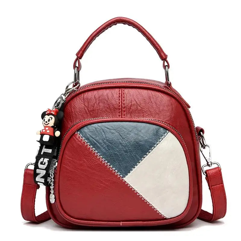 Soft Leather Backpack Splicing Large Capacity Cross-body Bag
