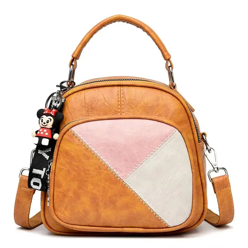 Soft Leather Backpack Splicing Large Capacity Cross-body Bag
