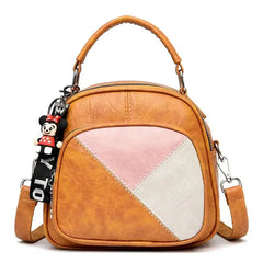 Soft Leather Backpack Splicing Large Capacity Cross-body Bag