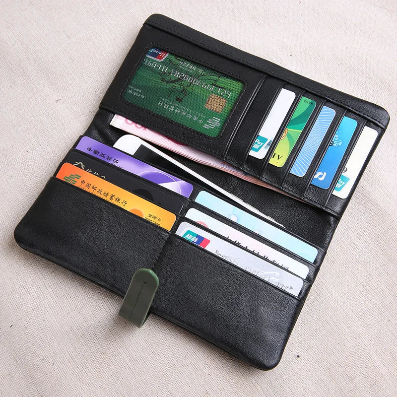Soft Leather Wallet Female Long Buckle Cowhide Phone Bag